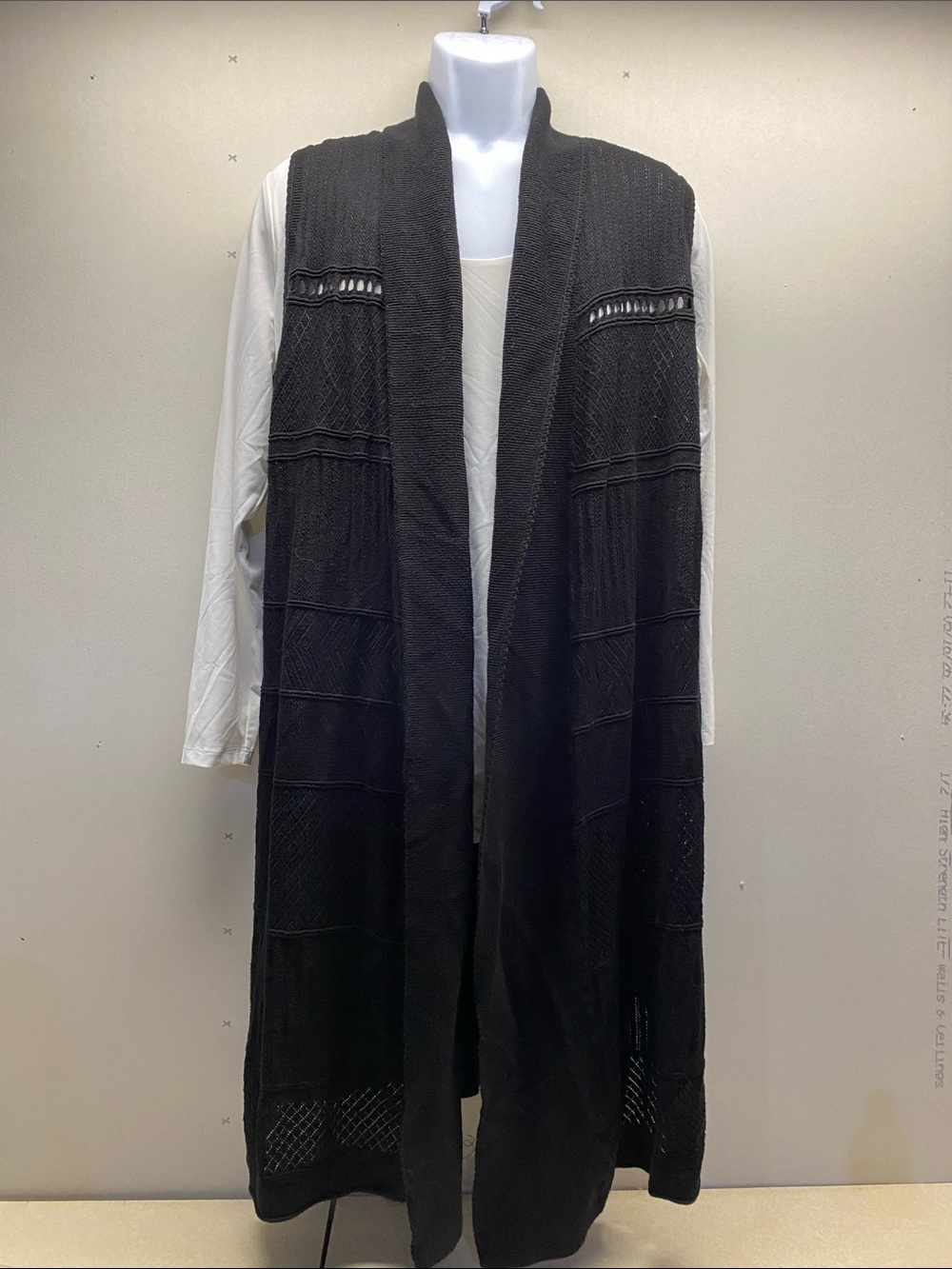 Lane Bryant Black Open-Front Long Knit Cardigan Vest